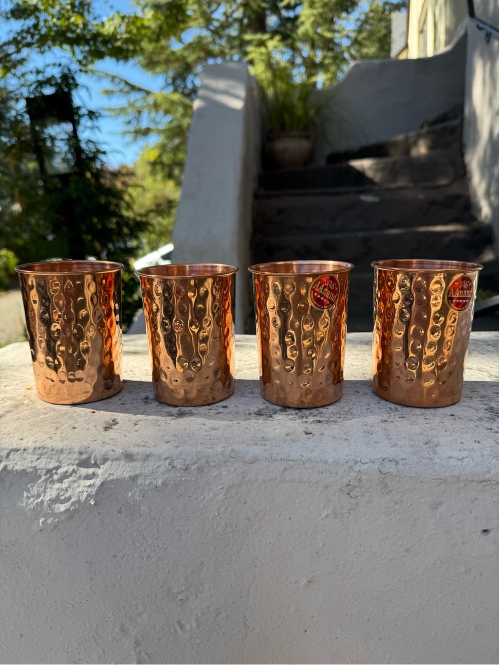 Hammered Copper Tumbler Set - 4pcs